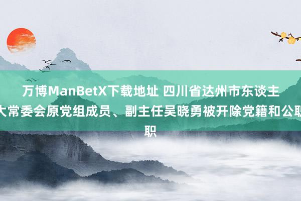 万博ManBetX下载地址 四川省达州市东谈主大常委会原党组成员、副主任吴晓勇被开除党籍和公职