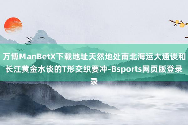 万博ManBetX下载地址天然地处南北海运大通谈和长江黄金水谈的T形交织要冲-Bsports网页版登录